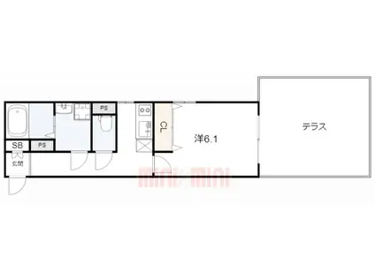 LUNA甲子園(1K/1階)の間取り写真
