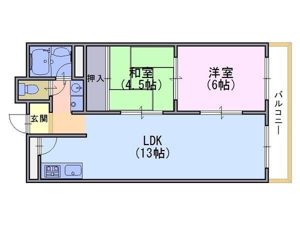 アサワハイツ(2LDK/3階)の間取り写真