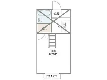 クロノス茅ヶ崎(ワンルーム/2階)の間取り写真