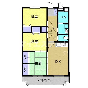 テンダーパレス(3DK/3階)の間取り写真