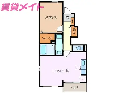 アリュールI(1LDK/1階)の間取り写真