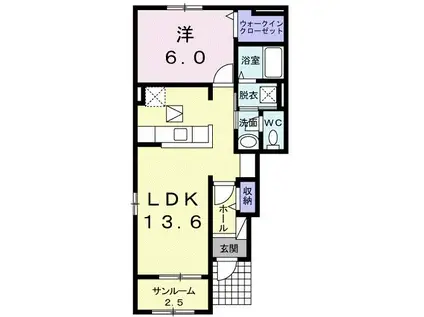 グランドソレーユIII(1LDK/1階)の間取り写真