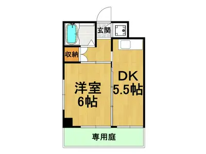 シャンテ中山(1DK/1階)の間取り写真