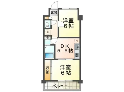 マリンクレール野田(2DK/3階)の間取り写真