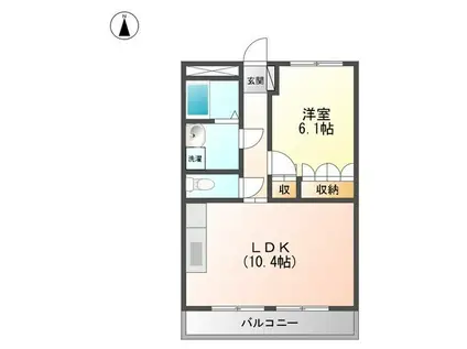 エポックシュー2番館203 TC(1LDK/2階)の間取り写真