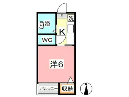 玉島長尾ハイツA棟(1K/2階)の間取り写真