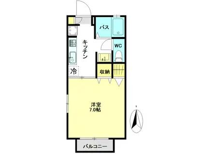 ベルリール A(1K/2階)の間取り写真