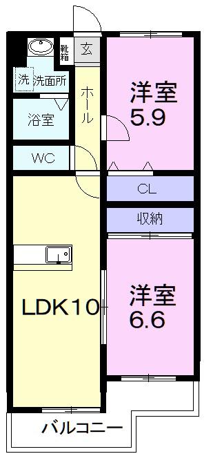 エレガントライフV(2LDK/3階)の間取り写真
