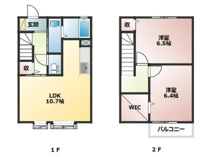 ネクストB(2LDK/1階)の間取り写真
