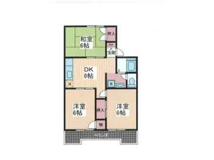 パレーシャル牛田A(3DK/2階)の間取り写真