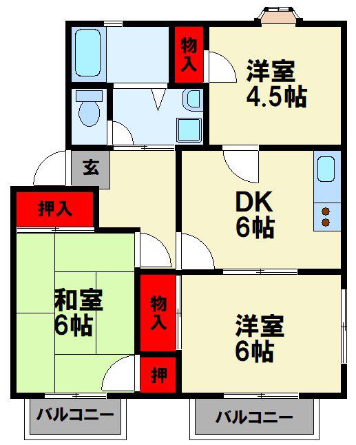 コーポラスなか(3DK/1階)の間取り写真