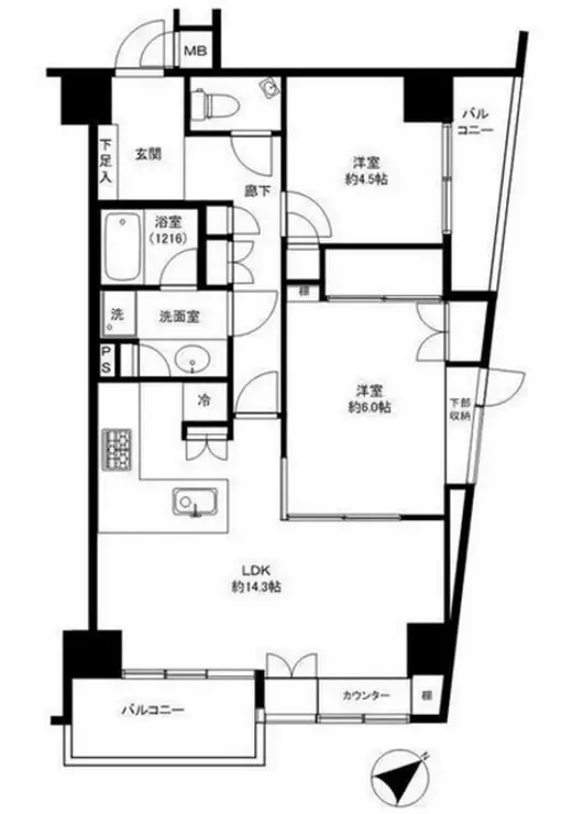 ウィン麻布十番ハラビル 8階階 間取り