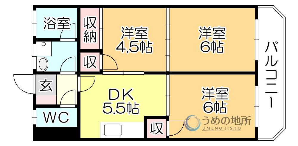 ベアコーポ光(3DK/3階)の間取り写真