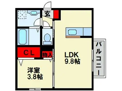 喜宝 ICHINOSE(1LDK/1階)の間取り写真
