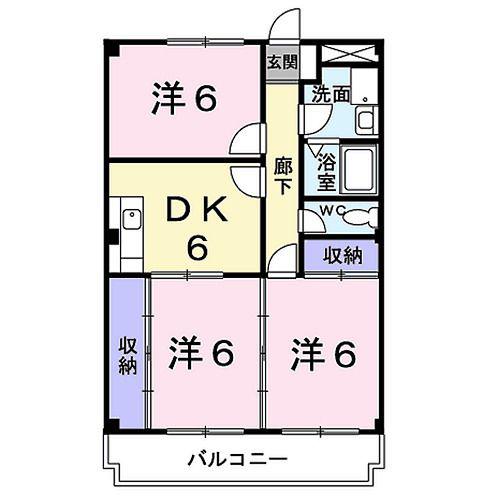 ミローズコート(3DK/2階)の間取り写真