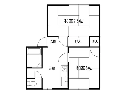 ハイツ東青田(2DK/1階)の間取り写真