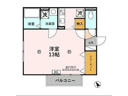 センチュリオンB(ワンルーム/2階)の間取り写真