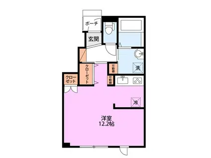 八王寺レジデンス(1K/1階)の間取り写真