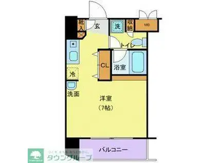 シンシア白金高輪(ワンルーム/9階)の間取り写真