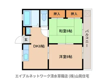 ニューコーポせな(2DK/1階)の間取り写真