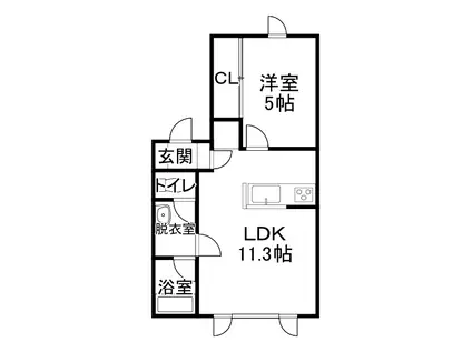 ウエスト215(1LDK/2階)の間取り写真