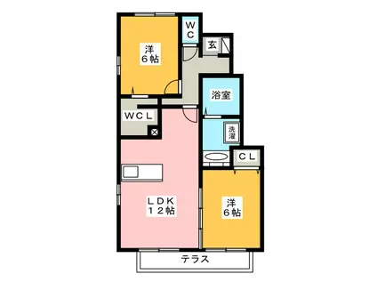 フィオーレ松本B(2LDK/2階)の間取り写真