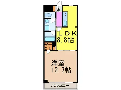 アドミール桜山(1LDK/2階)の間取り写真