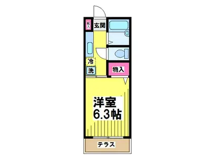 コーポオンタ(1K/2階)の間取り写真