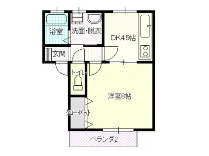 ハイ・ウエステリア(1DK/1階)の間取り写真