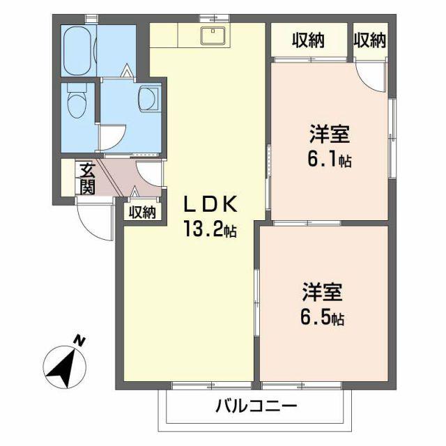 クレールT.IA棟(2LDK/1階)の間取り写真