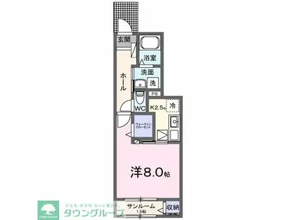 ハーヴェスト(1K/1階)の間取り写真