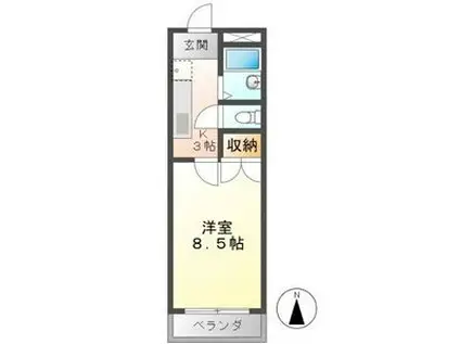 エントピア岐阜II(1K/3階)の間取り写真