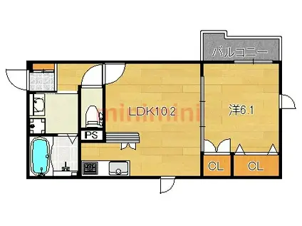 クローバーズコート茨木(1LDK/3階)の間取り写真