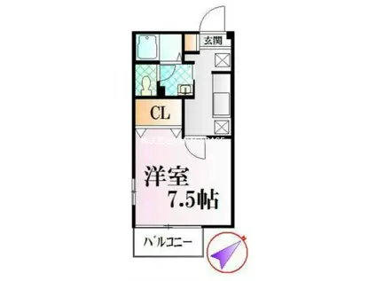 パインヒル鵠沼(1K/1階)の間取り写真