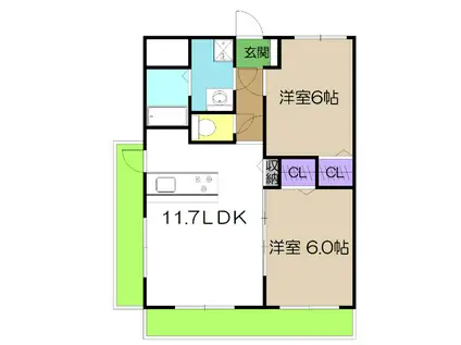 CASABLANCA(2LDK/2階)の間取り写真