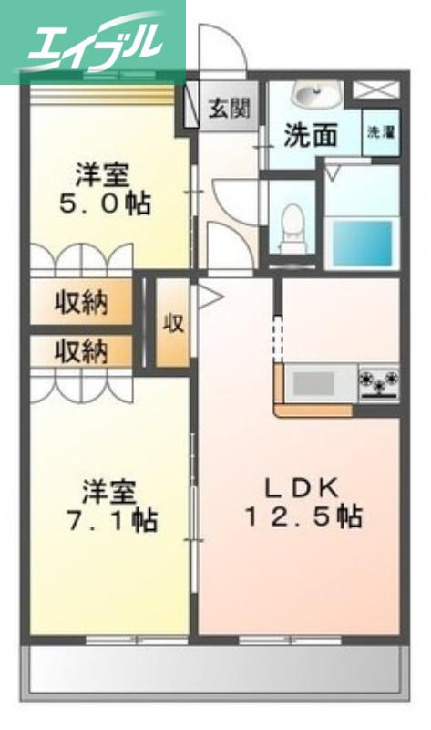 ノーブルピュア (2LDK/1階)の間取り写真