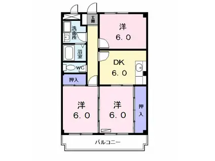 シャトレ純(3DK/3階)の間取り写真