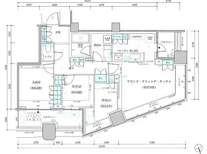 パークタワー勝どき サウス棟(3LDK/39階)の間取り写真