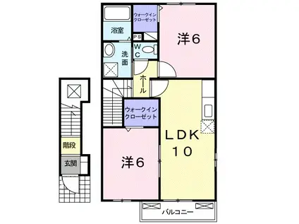 勇駿I番館(2LDK/2階)の間取り写真