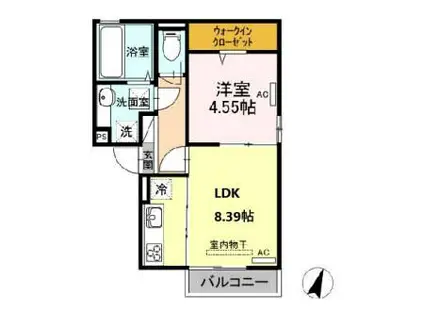 プードリエ本町(1LDK/1階)の間取り写真