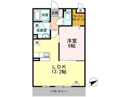 シャルムA(1LDK/2階)の間取り写真