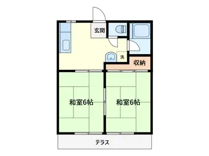 西田ハイツ(2K/1階)の間取り写真