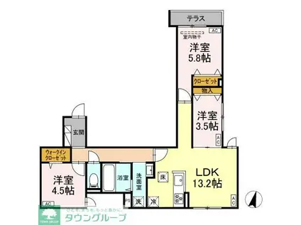 グラナーデ興野(3LDK/1階)の間取り写真