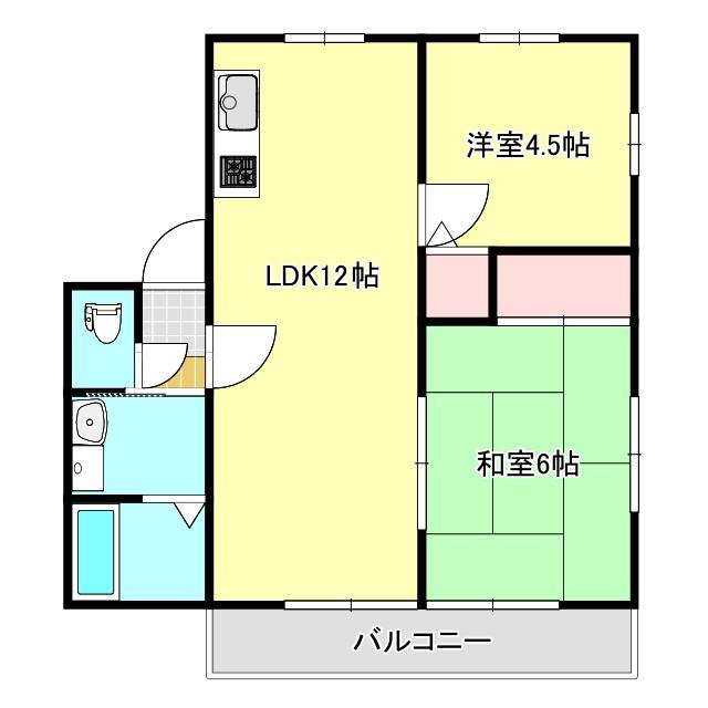 レトア三軒屋(2LDK/1階)の間取り写真