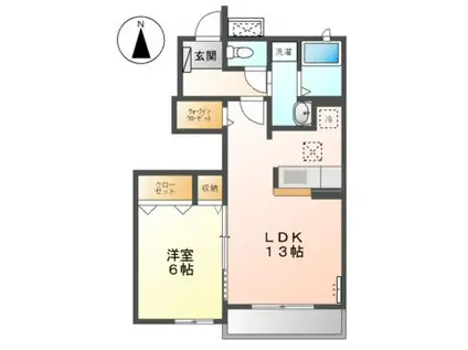 エスポワールI(1LDK/1階)の間取り写真