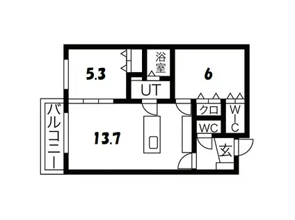 GRANEIGE YAMAHANA(2LDK/2階)の間取り写真
