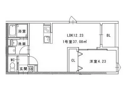 メゾンクレール長嶺南(1LDK/1階)の間取り写真