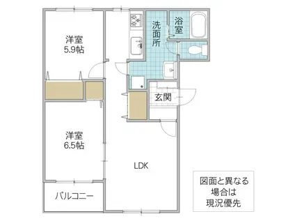 パルティールII(2LDK/2階)の間取り写真