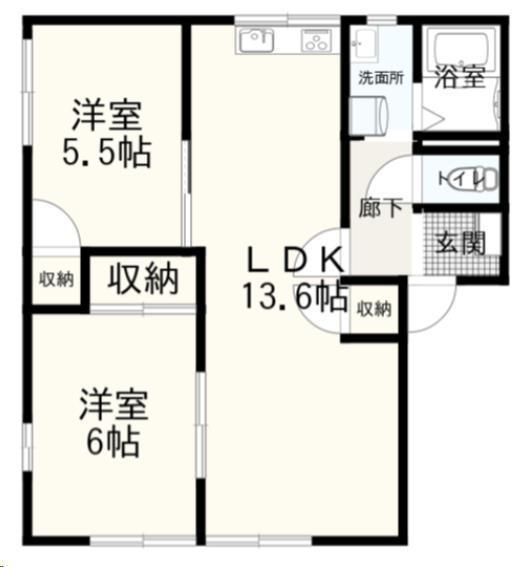 カーサ鍋島IIA(2LDK/1階)の間取り写真