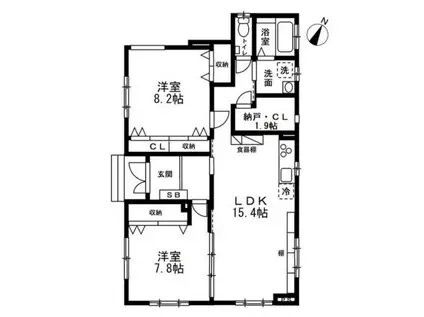 リフージョ一刻(2SLDK/1階)の間取り写真